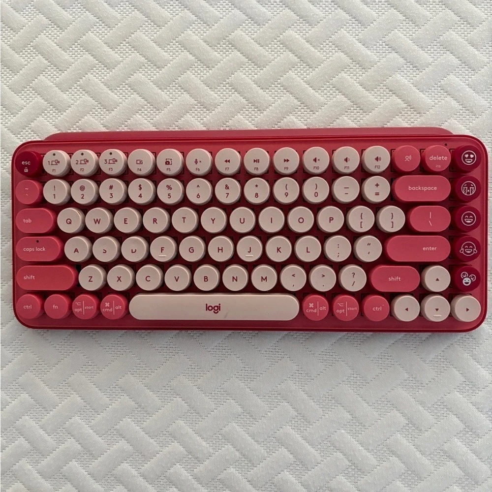 Logitech POP Wireless Keyboard with emoji keys Red Pink Tan‎ Mechanical